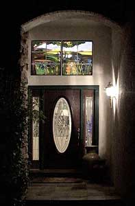 field of iris above client's front door